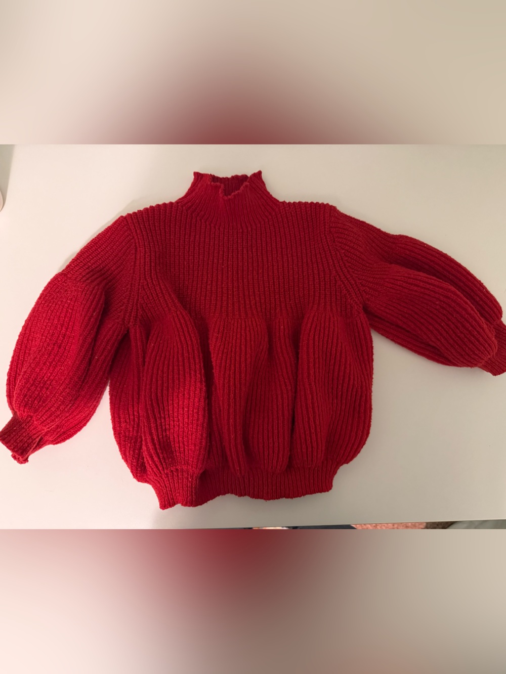 Toddler Red Balloon Sleeve Knit Sweater